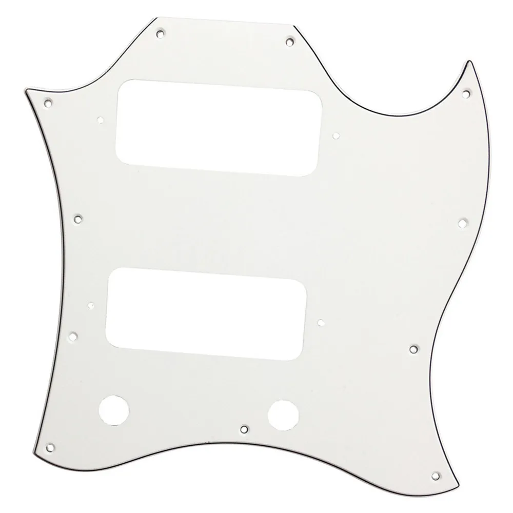 Pleroo Custom Guitar pickgaurd - For Standard SG Style With P90 Pickups pickguard Scratch Plate 3 Ply White | Спорт и развлечения