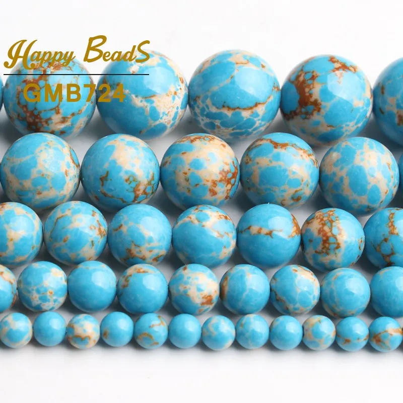 Sky Blue Sea Sediment Jaspers Beads Round Loose Spacer 15&quotStrand 4/6/8/10/12mm Natural Stone For Jewelry Making Diy | Украшения и