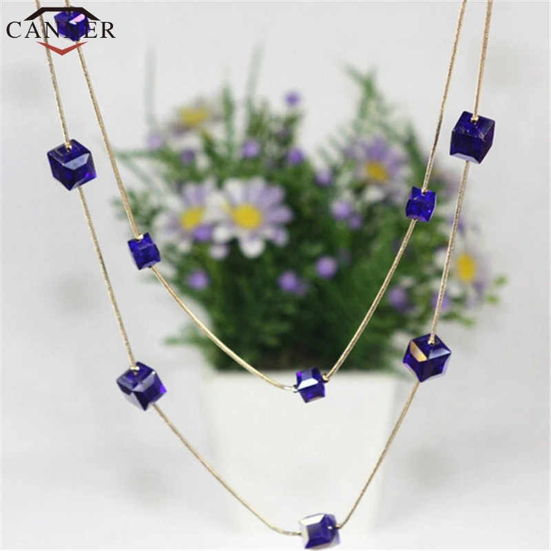 CANNER Fashion Long Layered Necklace Statement Crystal Gold Boho Pendant Women Accessories collier femme FI |