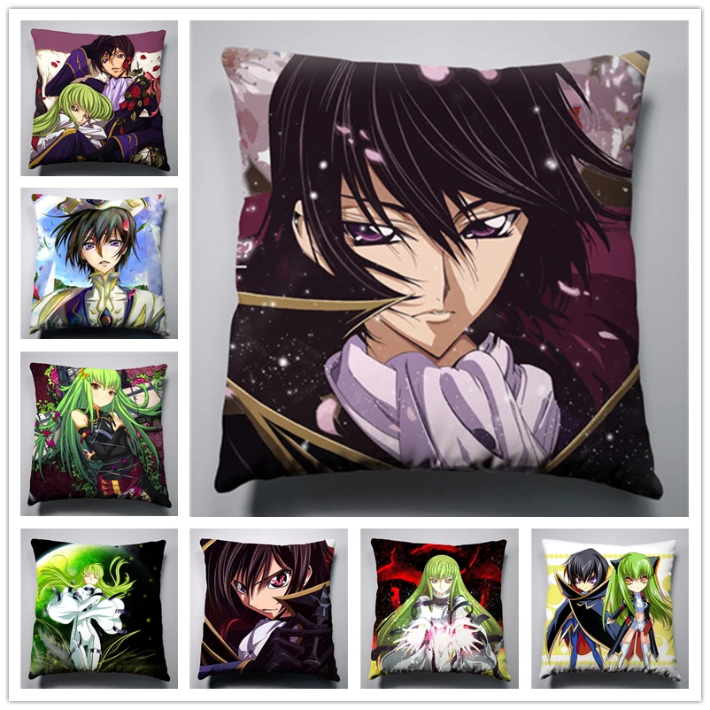 Шелковый Чехол на подушку с Аниме Манга кодом Geass 40x40 см Наволочка декоративный