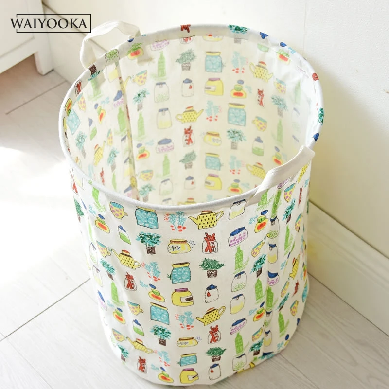 New Foldable Laundry Keg Cute Cartoon Storage Barrel Standing Toy Clothing Bucket Organizer Household Container | Дом и сад