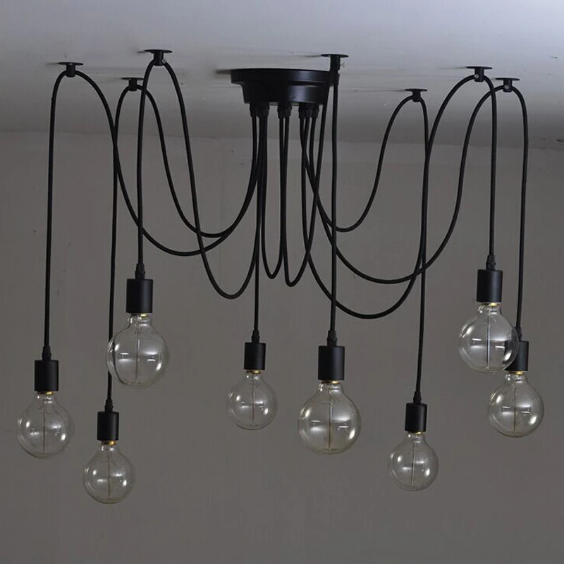 Ретро Паук Люстра лампа Американская страна Эдисон подвесной светильник