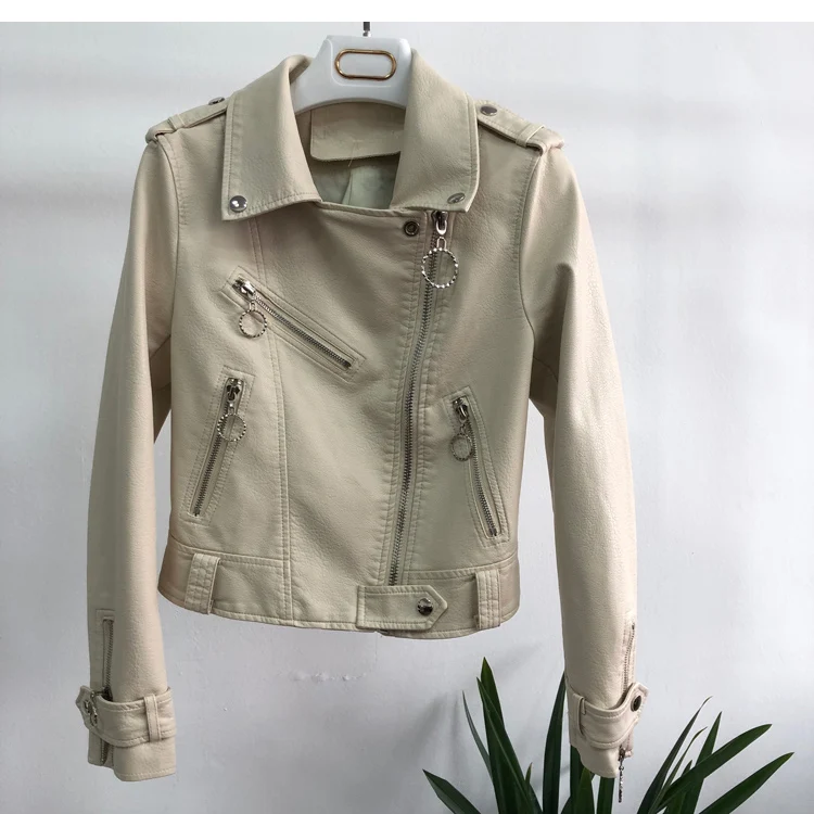 Fitaylor Весенняя новая куртка из искусственной кожи Модная мотоциклетная Короткая