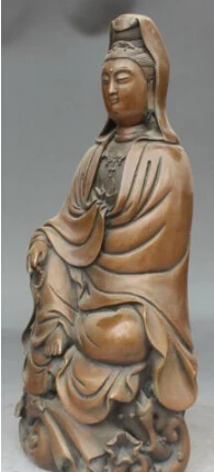 JP S0158 12&quot Chinese Buddhism Bronze Seat Kwan-Yin Guan Yin Bodhisattva Goddess Statue | Дом и сад