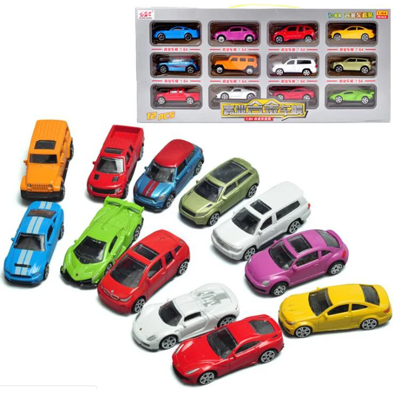 12 шт./компл. 1: 64 масштаб Металлический Сплав Мини авто Модель автомобиля Diecasts