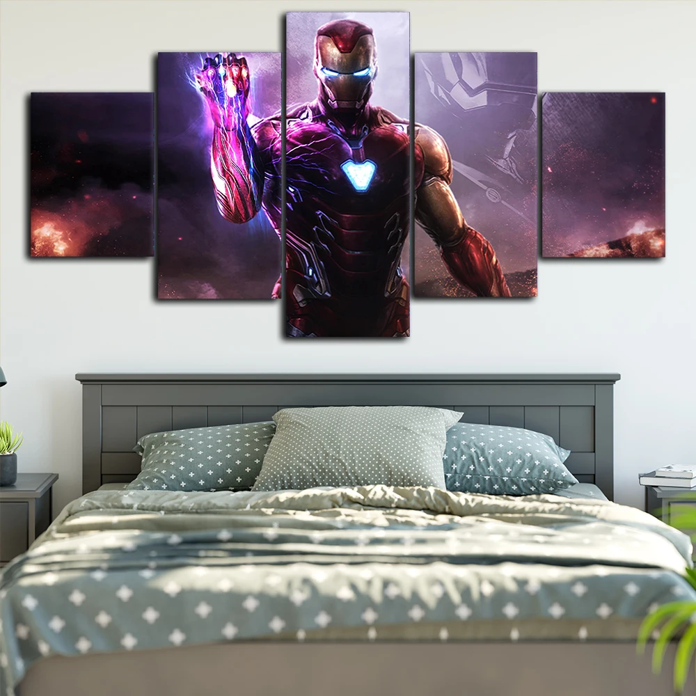 Iron man Art Canvas Posters Home Decor Wall Framework 5 Pieces Paintings For Living Room HD Prints Pictures NO.b | Декор для дома