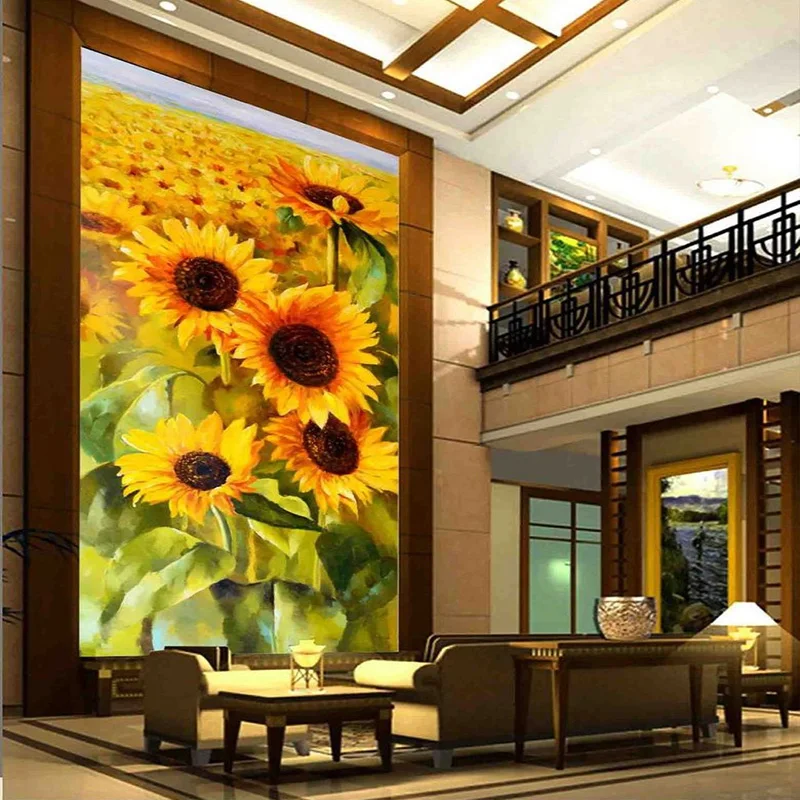 3D фотообои природа в виде подсолнечника|nature mural|mural wallpaperpapel de parede floral |
