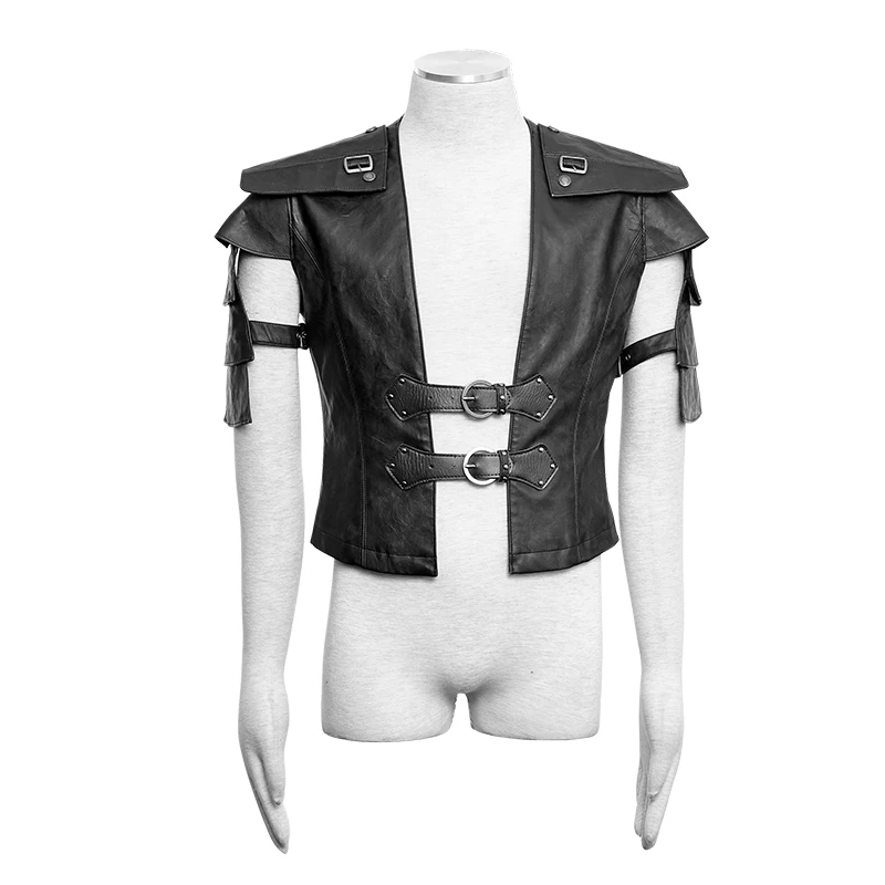 

Short Leather Jackets Punk Rave Y-632 Black Military Uniform Warrior Man Coats
