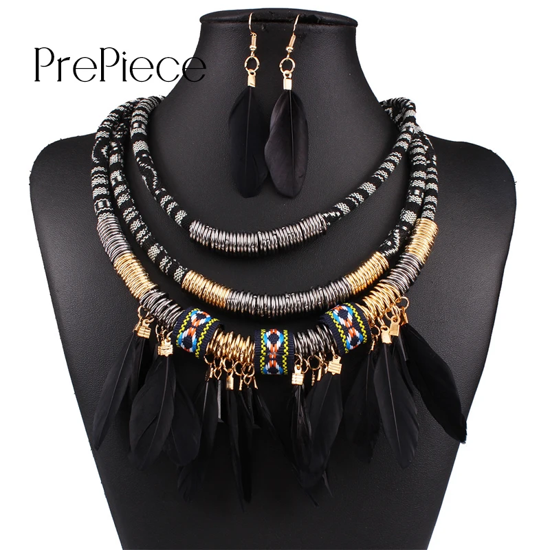 Prepiece Мода модные 3 цвета роскошные многослойный сплав Перо кисточкой Цепочки и