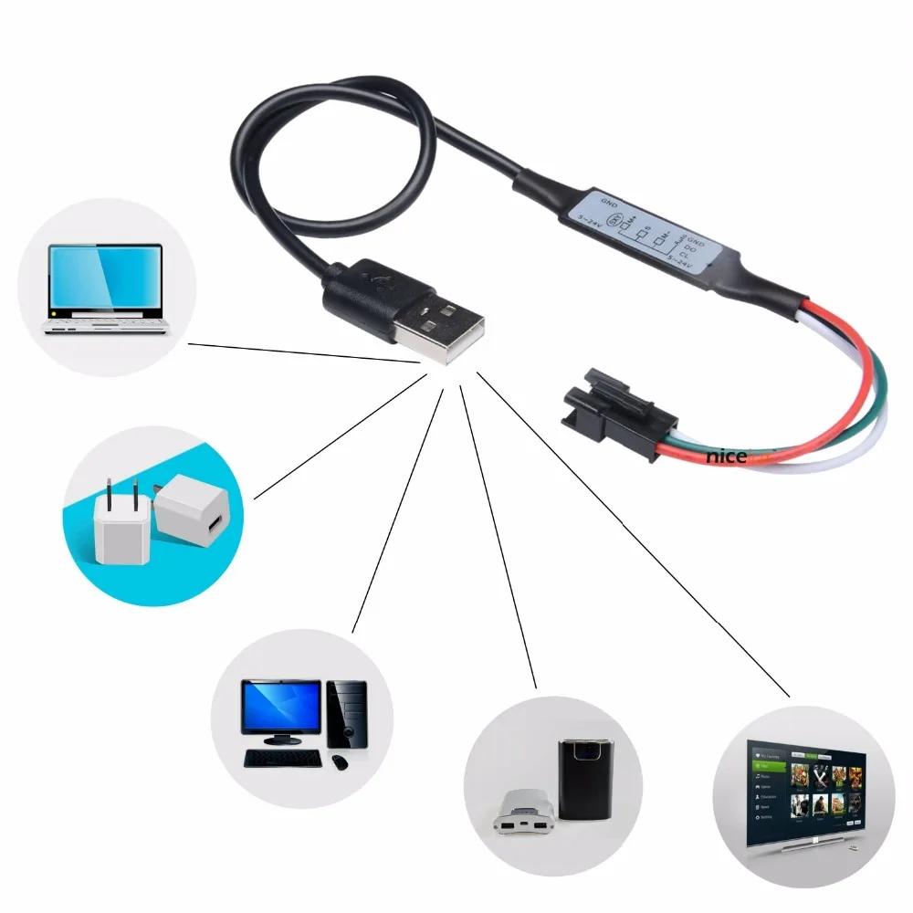 USB 3key кнопка управления диммер для 5 В 3pin WS2812 RGB 5050 Светодиодный Пиксельная полоса Модуль светильник с JST разъем WS2812B контрольный Лер