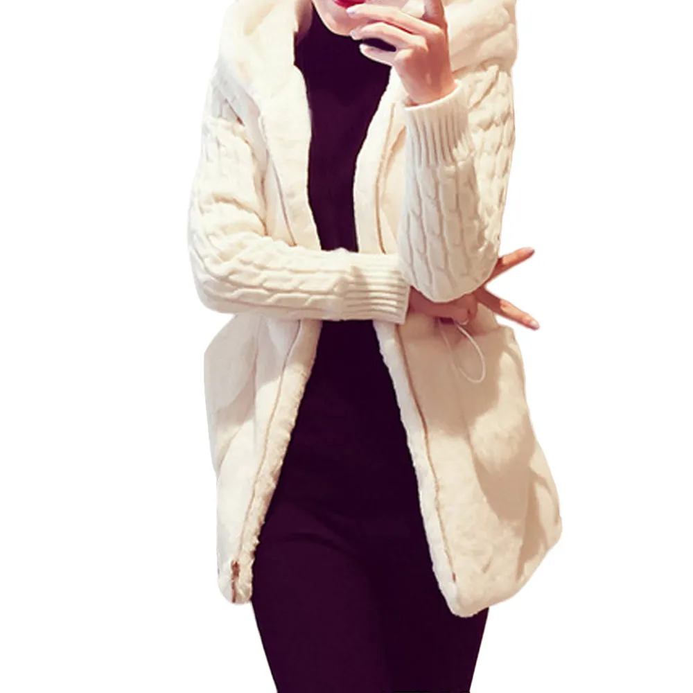 Стильное зимнее Новое вязаное пальто для женщин с длинным рукавом Пушистые