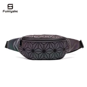 Модные светящиеся поясные сумки, забавные женские сумочки на ремне, роскошная брендовая нагрудная сумка с геометрическим рисунком, Женская поясная сумка
