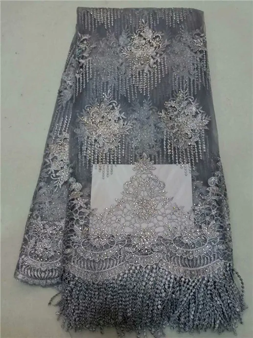 Черная серая африканская кружевная ткань 2018 высококачественный каменный