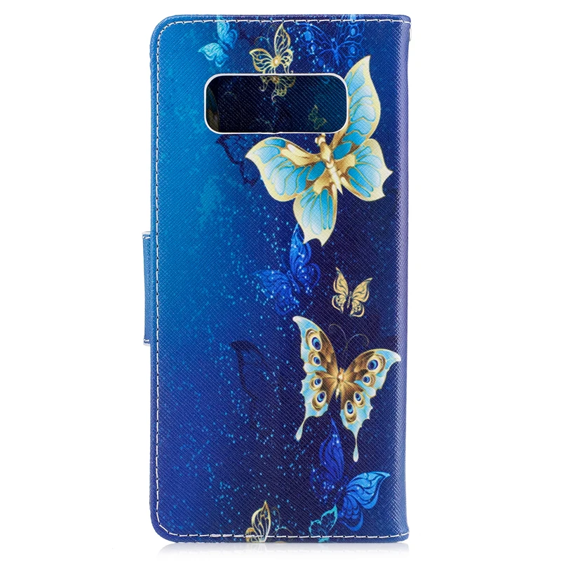 Новые цветные чехлы из искусственной кожи с рисунком для Samsung Galaxy Note 8 N9500 откидные