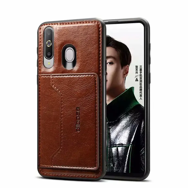 JIATEXIN TPU Bumper Case For Samsung Galaxy A8s PU Leather Cover Shell A9 Pro (2019) Magnetic Holder With Card Pocket Capa |