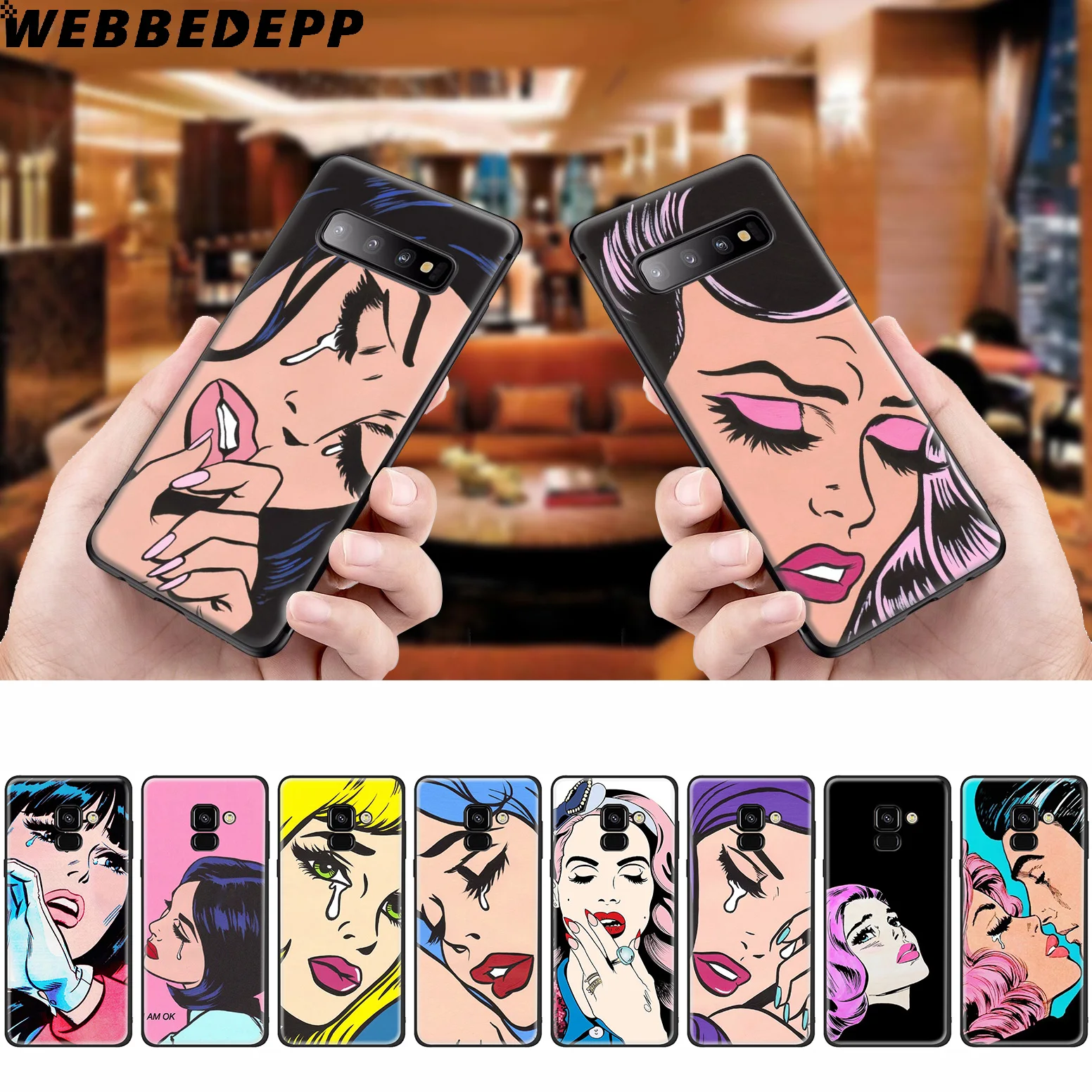 WEBBEDEPP Crying Comic Girl Sad Silicone Case for Samsung Galaxy A3 A5 A6 A7 A8 A9 A10 A20 A30 A40 A50 A70 M10 M20 M30 |