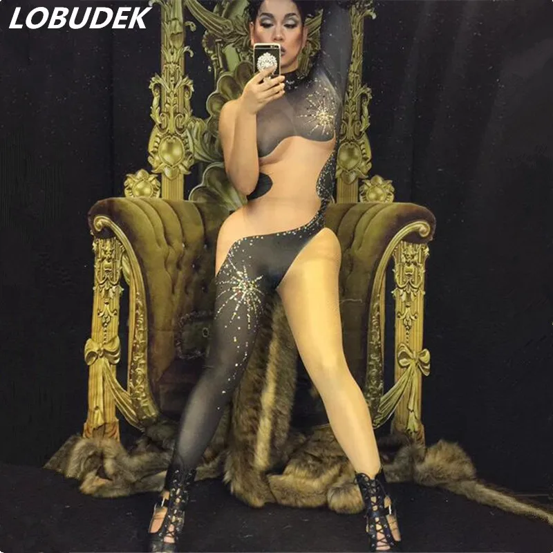 Трико для ночных клубов певец шеста танцев диджея женский костюм Блестящий