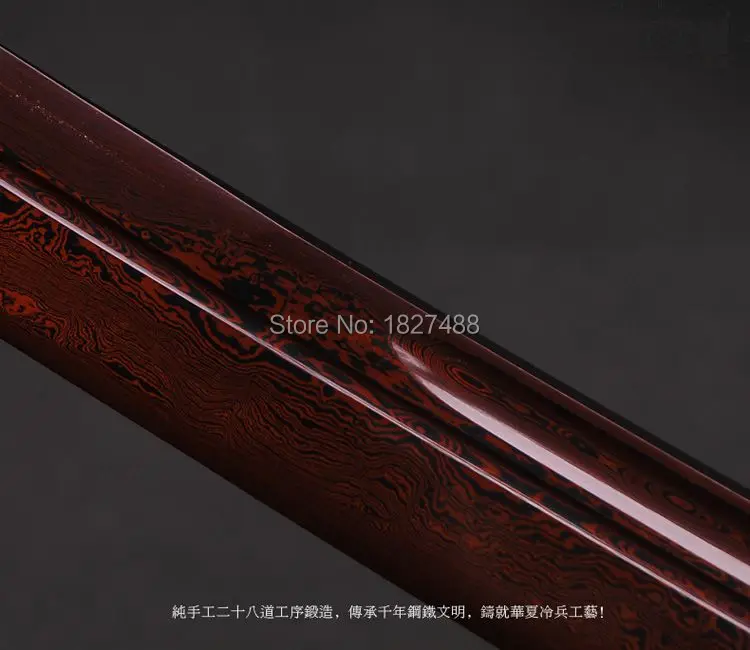 Подлинная ручная кованая красная Дамасская сталь полное лезвие Tang острый меч