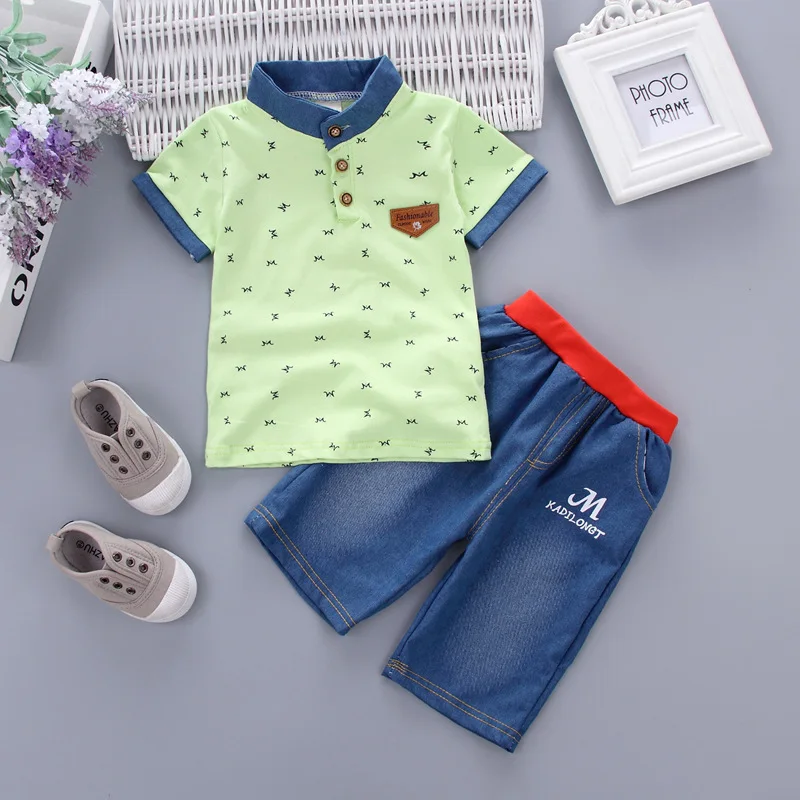 2019 Boys Clothes Set Summer Baby Cotton Anchor Print Infant Clothing Navy Blue White T shirts Shorts 1-5 Years |