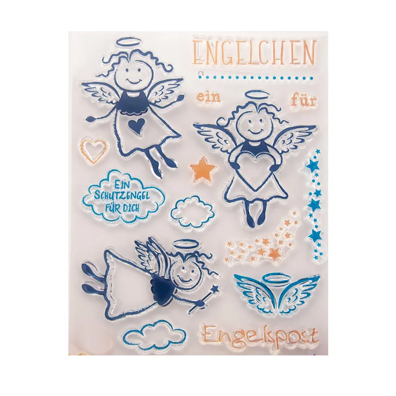 2018 New German Words Angel Heart Transparent Clear Silicone Stamp Seal DIY Scrapbooking Photo Album Decorative | Дом и сад