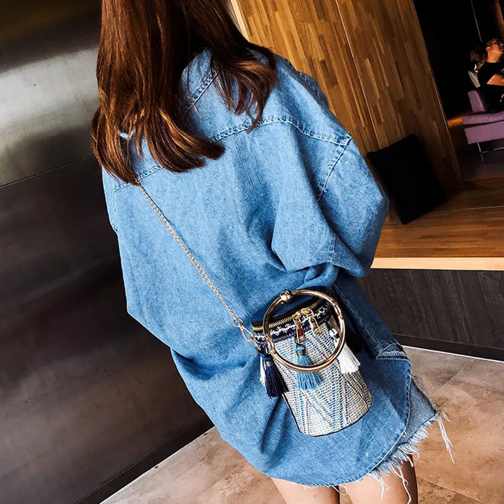 Сумка женская через плечо с перьями и кисточками | Багаж сумки