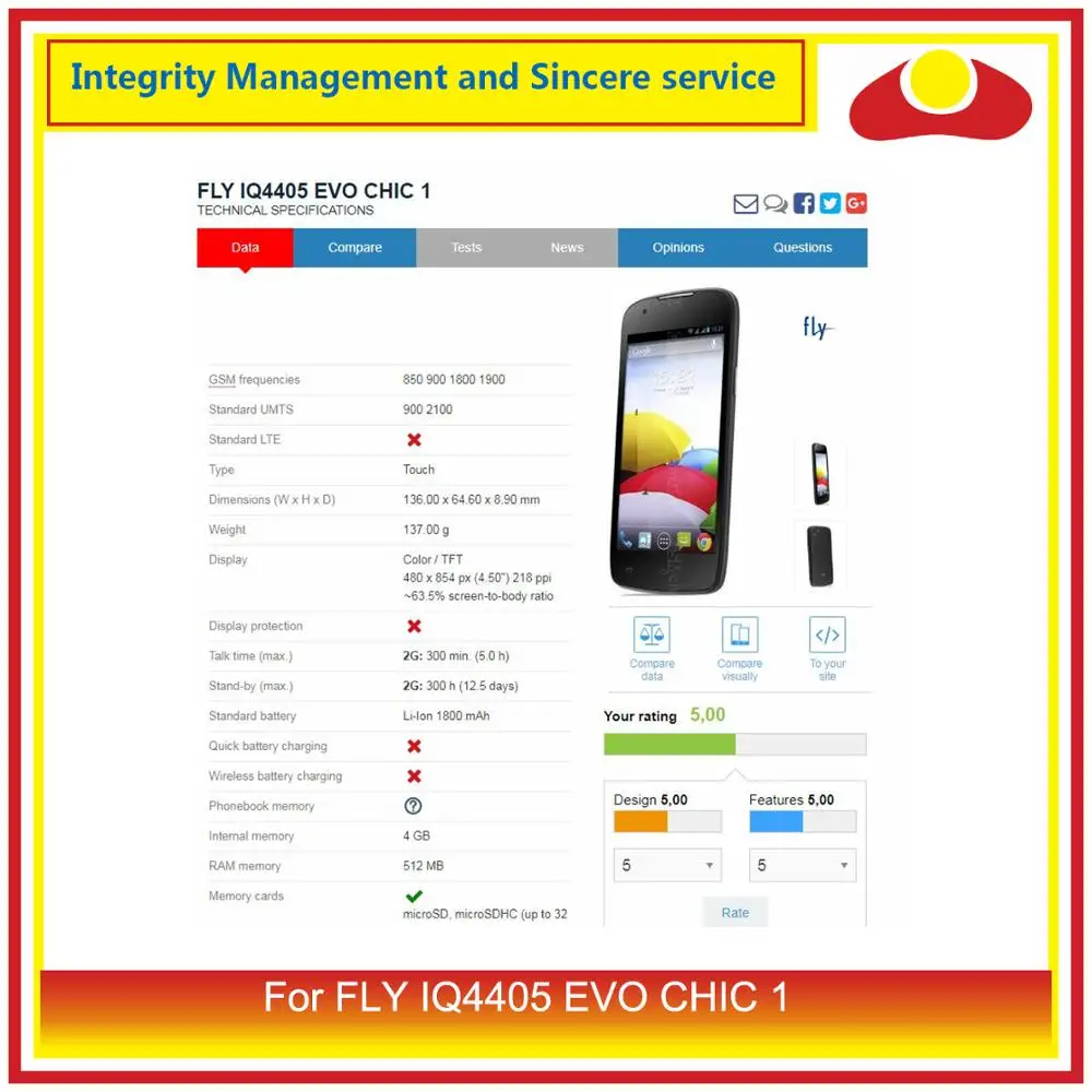 

ORIGINAL For FLY IQ4405 EVO CHIC 1 Digitizer Touch Panel Screen Sensor Outer Glass Lens For Fly IQ 4505 Touchscreen