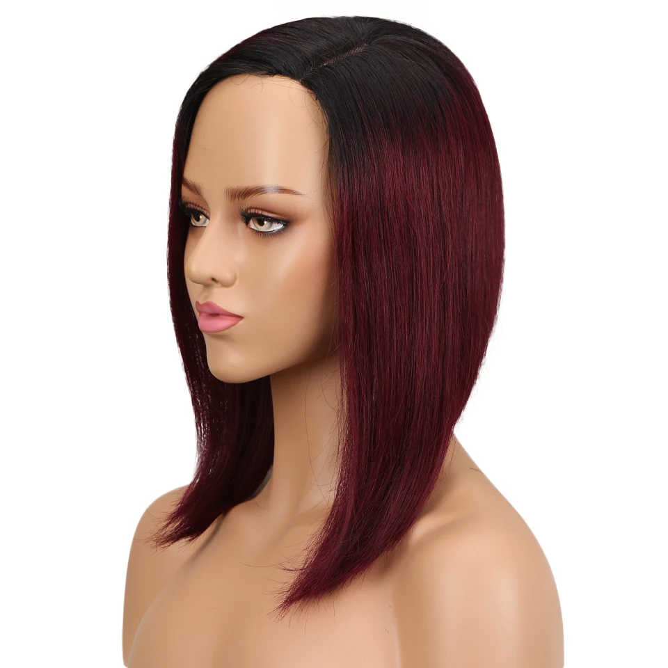 Гладкие человеческие волосы L часть боб парик Remy прямые парики бразильские