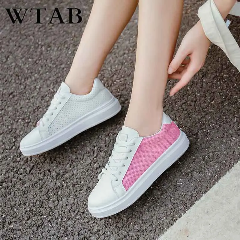 

Кроссовки женские WTAB, на шнурках, белые, Нескользящие, летние, 2019