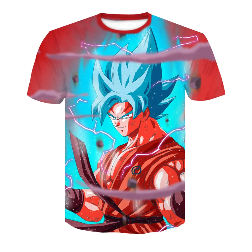 3D футболка с принтом Dragon Ball Z Goku Super Saiyan God, красная и синяя футболка с принтом Vegito футболка с рисунком летняя футболка, S-4XL