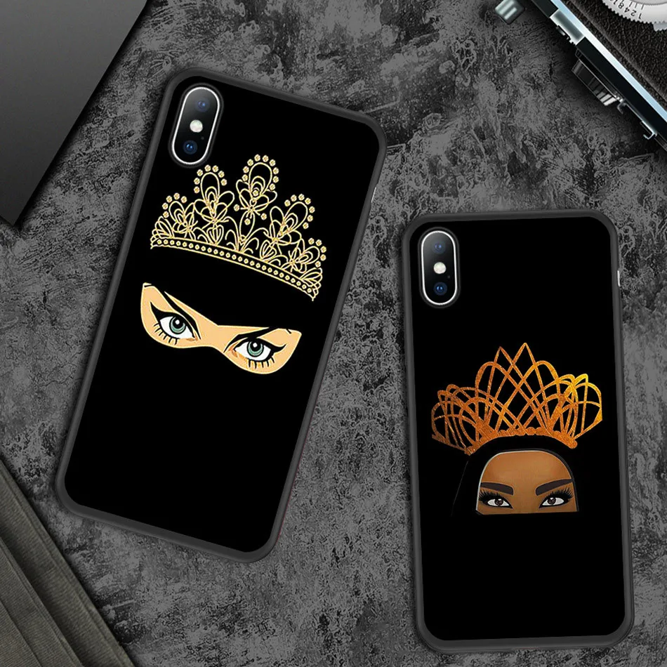 Ottwn арабский хиджаб девушка Королева Корона чехол для телефона для iPhone 11 Pro Max XR Xs Max Мягкий ТПУ чехол для iPhone 6 6s 7 8 Plus 5 5S SE