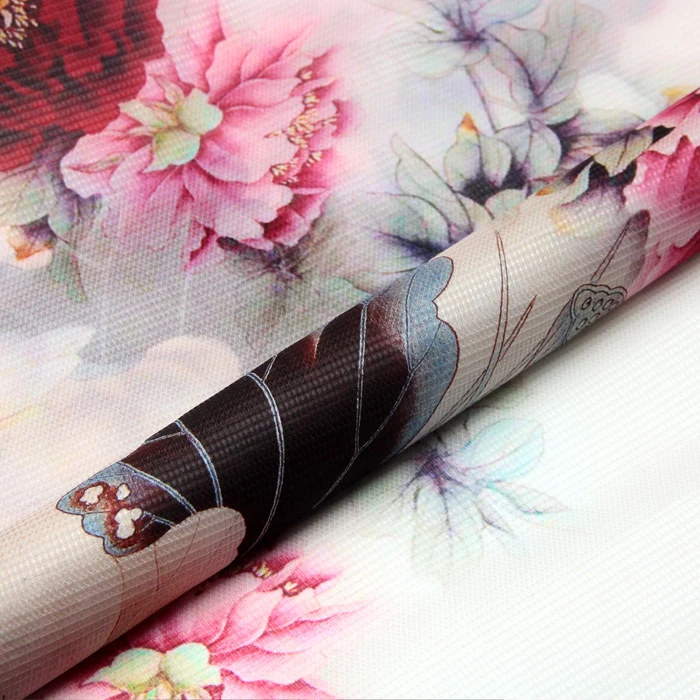 100% натуральная шелковая органза CNUM SO99 сетчатая Марля/Пион и Карп/шелковая