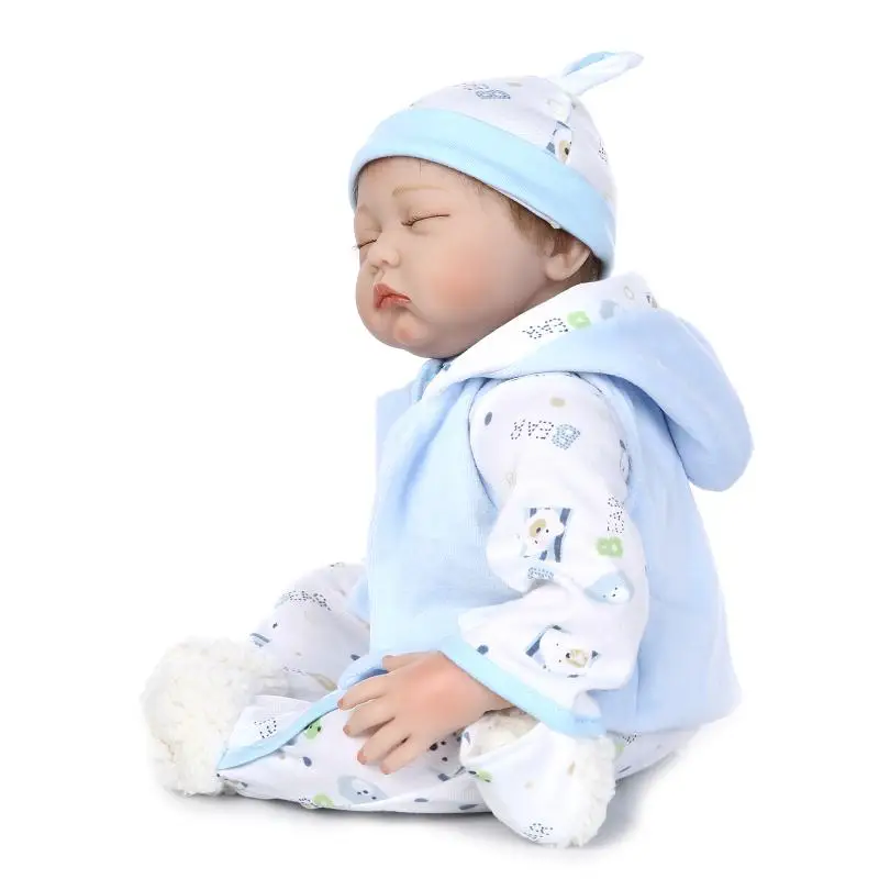 55 см Новая мягкая силиконовая кукла Реборн игрушки для сна с закрытыми глазами