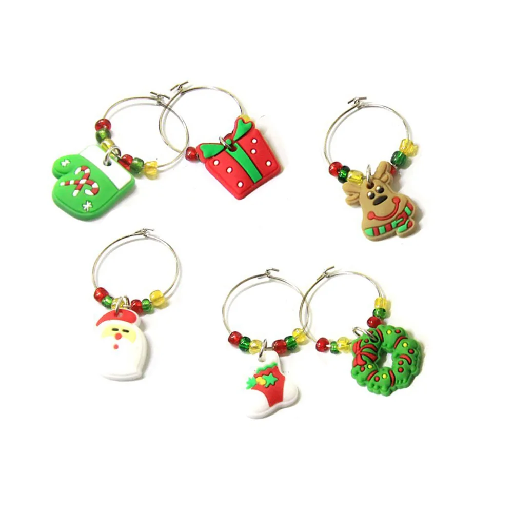 6 шт./компл. Рождественское украшение подвеска для стола в виде бокала вина