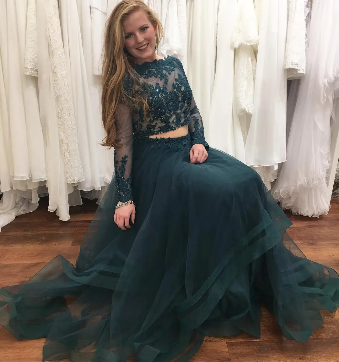 Женское длинное вечернее платье элегантное кружевное из двух предметов с