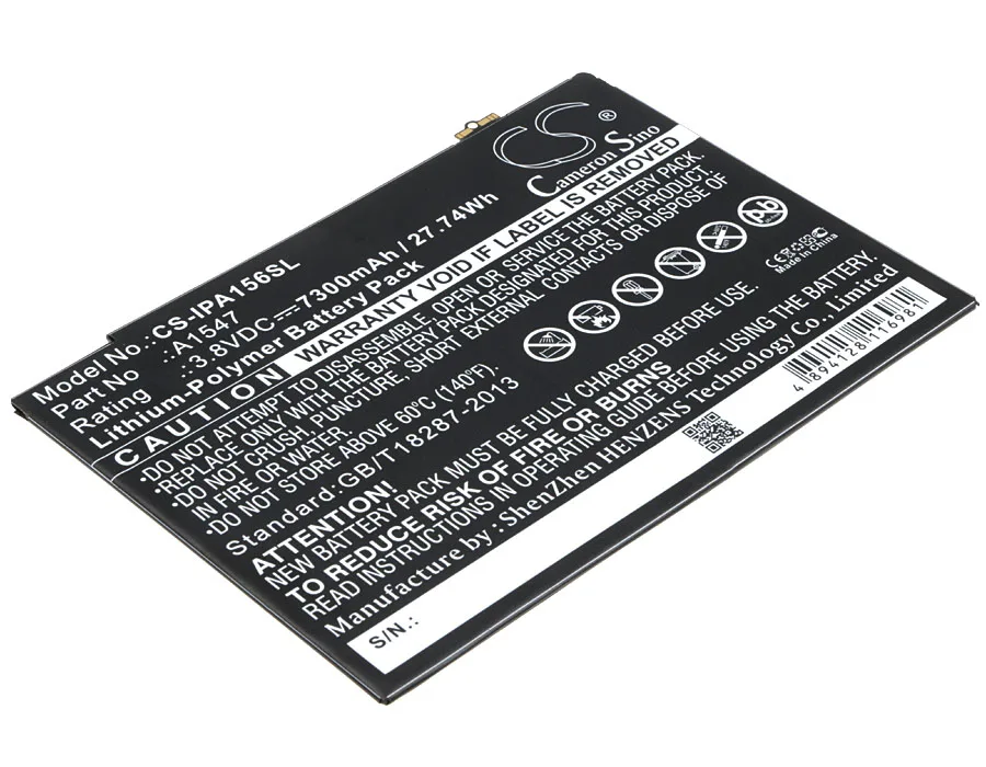 Аккумулятор Cameron Sino 7300 мАч A1547 для Apple A1566 A1567 i Pad 6 Air 2 WiFi MGKL2LL/A MGL12LL/A|cameron sino|battery forcameron