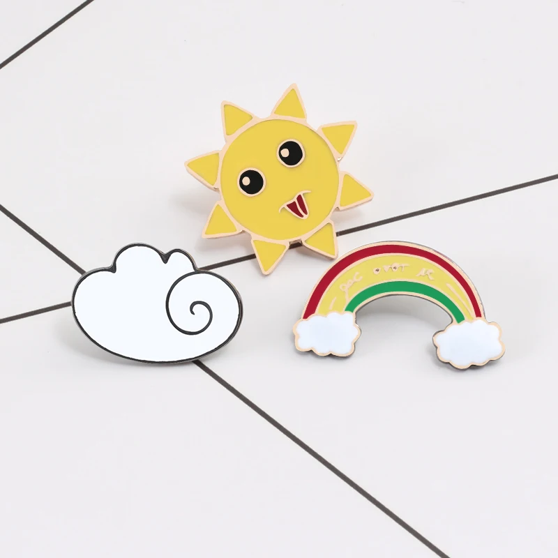 3 шт./компл. милая мультяшная брошка с изображением солнца радуги облака пуговица