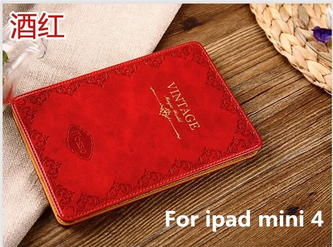Red for Ipad mini 4 Air2 Роскошный чехол-портмоне в ретро-стиле чехол-книжка Стиль из искусственной кожи чехол на магните с подставкой смарт-чехол для ipad 6/ipad air 2 Mini 1/2/3/4 новых ipad чехол - Цвет: Red for Ipad mini 4