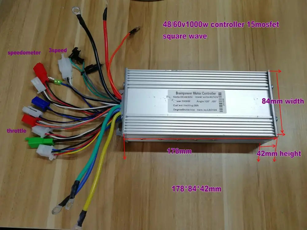 Squaresquarewave контроллер 15mosfet для электрического самоката трехколесный велосипед с прибором+ 3 скорости провода
