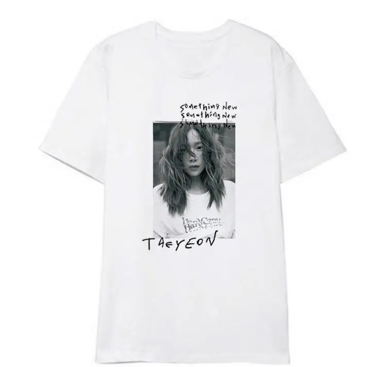 Kpop/Летняя футболка с круглым вырезом и принтом в виде альбома taeyeon для девочек, свободная футболка унисекс с короткими рукавами, 2 стиля