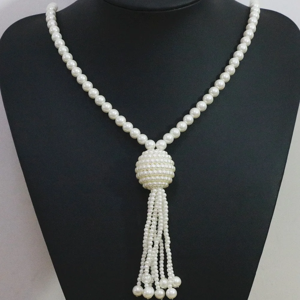 Модное ожерелье 8 мм белая круглая оболочка имитация жемчуга бисер подвеска