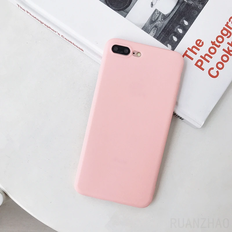 Роскошный чехол для телефона iPhone 6 6s 7 Plus XR XS Max простой однотонный мягкий из ТПУ 8