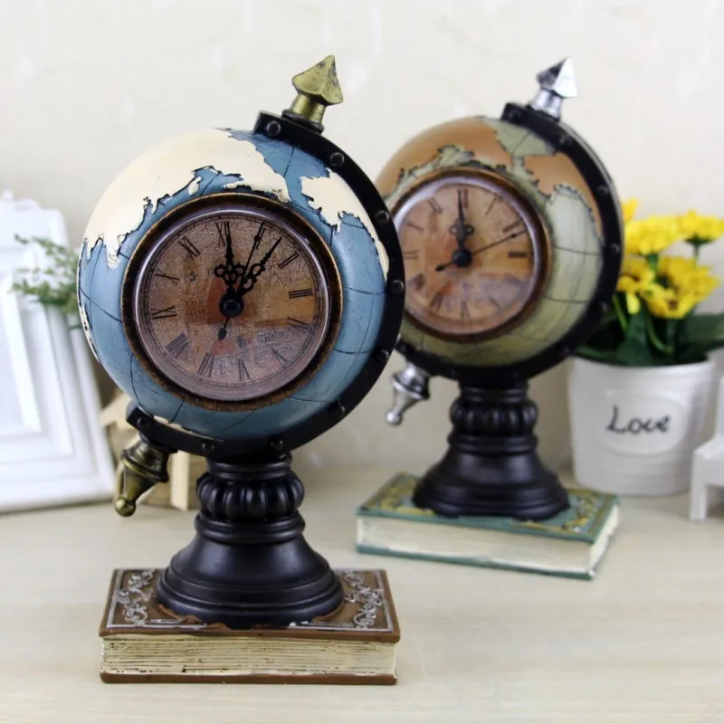 Винтажные часы в стиле ретро с картой земли домашнее украшение миниатюрные