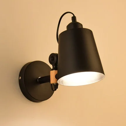 Nordic Simple Modern Wall Sconce Adjust Wood Iron Light Fixtures Balcony Aisle Home Indoor Lighting Bedside LED Lamp | Лампы и