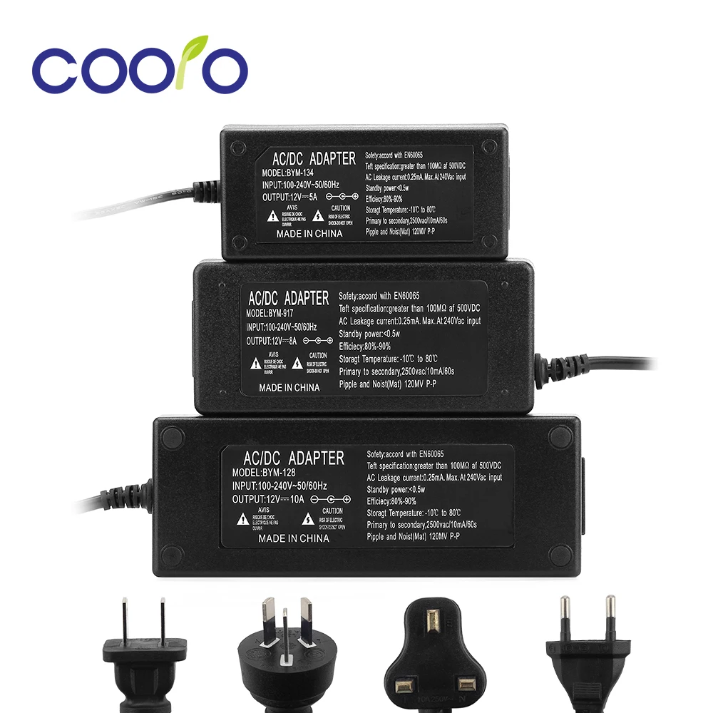 

EU/US/UK/AU Power Adaptor 12V 5A/8A/10A Led Power Supply Led Driver Transformer AC100-240V to DC12V for Led Strip Lights