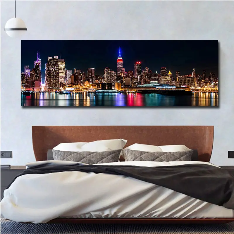 Цифровая фотопечать большого размера городское здание фотография ночного вида