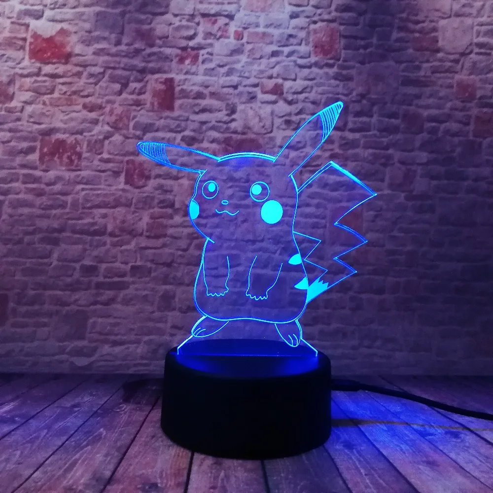 Покебол PIKACHU Bulbasaur Bay Role 3D RGB лампа Pokemon Go экшн-фигурка визуальная Иллюзия светодиодный Праздничный Рождественский подарок Ночной светильник