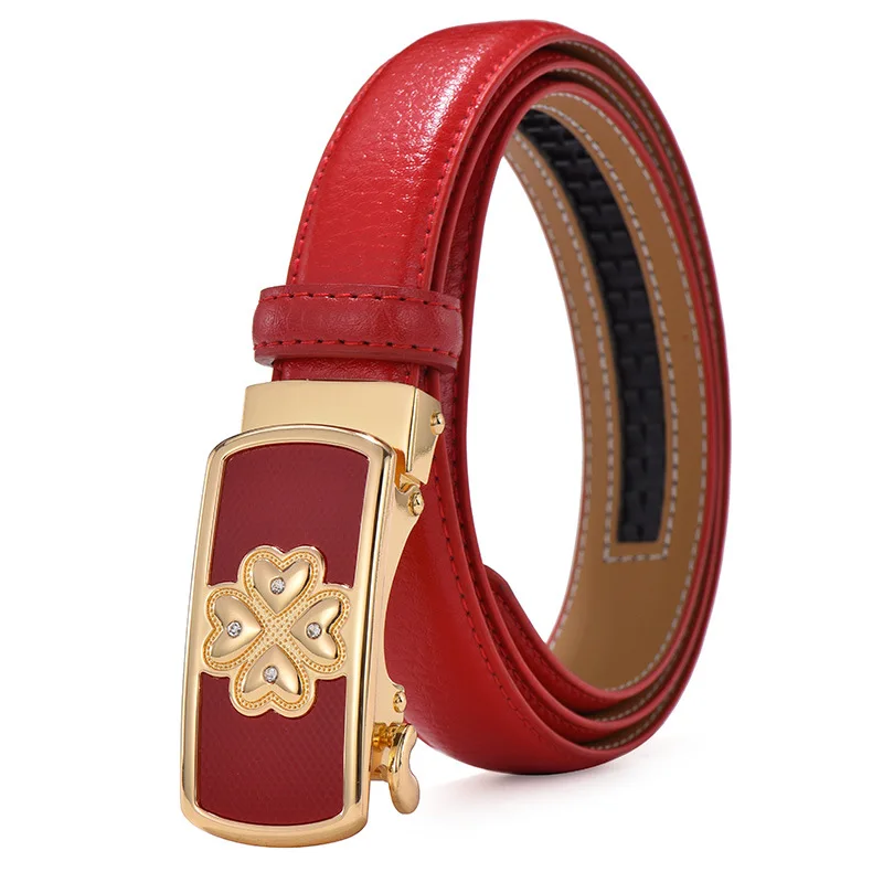 Женский кожаный пояс с автоматической пряжкой модный обшивкой белый Корейская