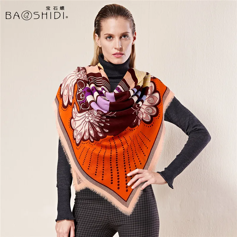 [BAOSHIDI] роскошный бренд шарфы модные осенние и зимние 100% шерстяной шарф элегантные
