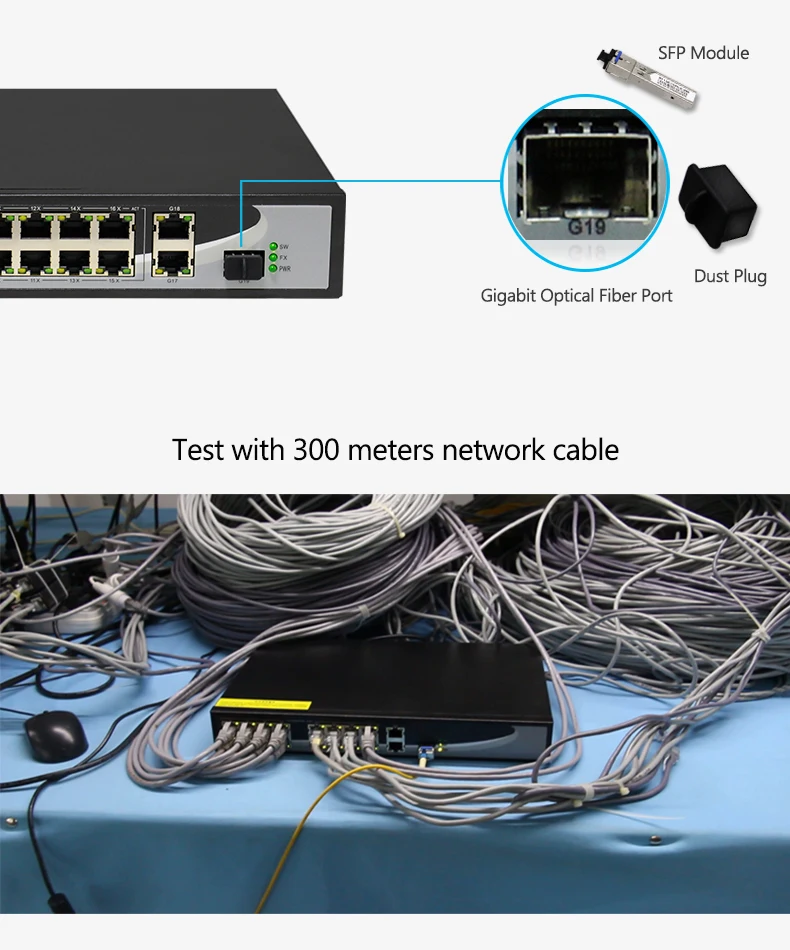 16 портов POE коммутатор с 16 POE портами 2 Gigabit Uplink 1*1000 Мбит/с SFP питание для ip-камеры, беспроводной AP, IP телефон