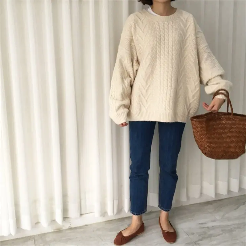 Alien Kitty Stylish New Winter Sweater Outwear Comfortable Simple Fresh Pullover High Quality Free Warm Beige Thicken Cute | Женская